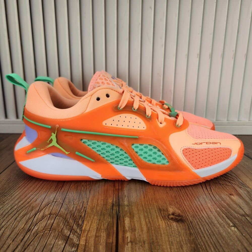 Air Jordan Heir Basketball Sneakers Men's 8 Orange Pulse Ghost Green FQ3858-800